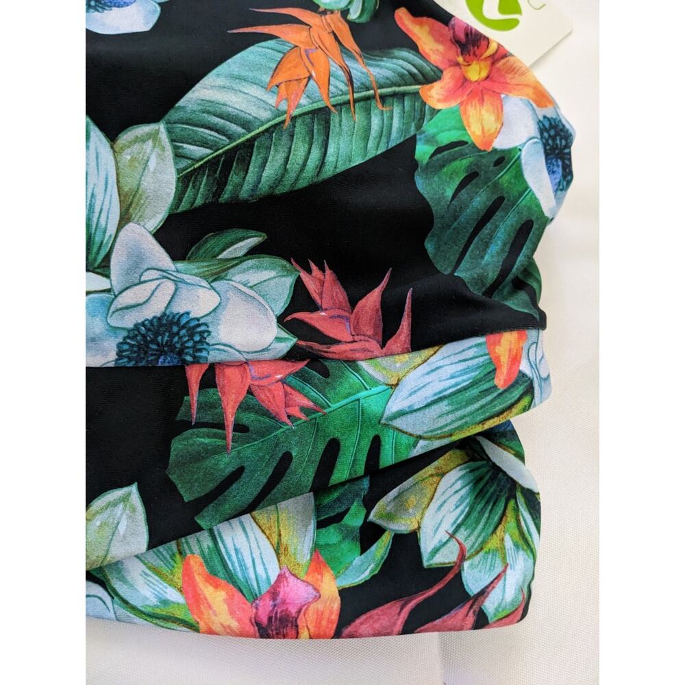 L Large Next High Neck Sports Bra Blue Hawaii Floral Flower New Nwt - Picture 2 of 6
